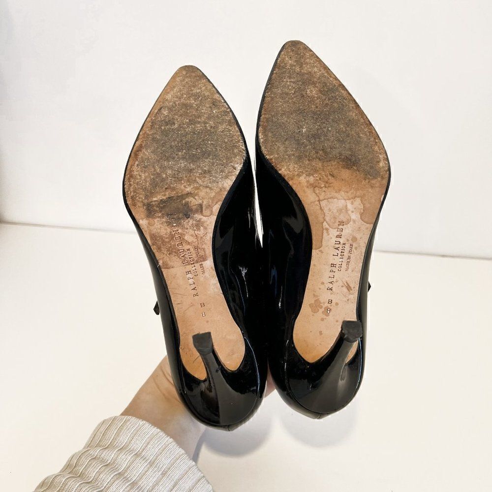 Ralph Lauren Collection Black and Gold Pointed Toe Stiletto Heel Pumps - Picture 5 of 8